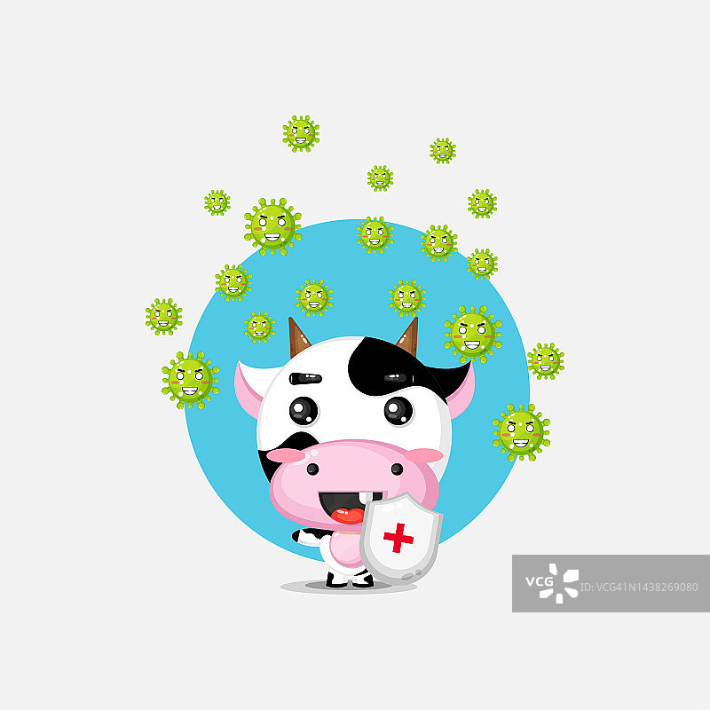 可爱的奶牛感染了病毒图片素材