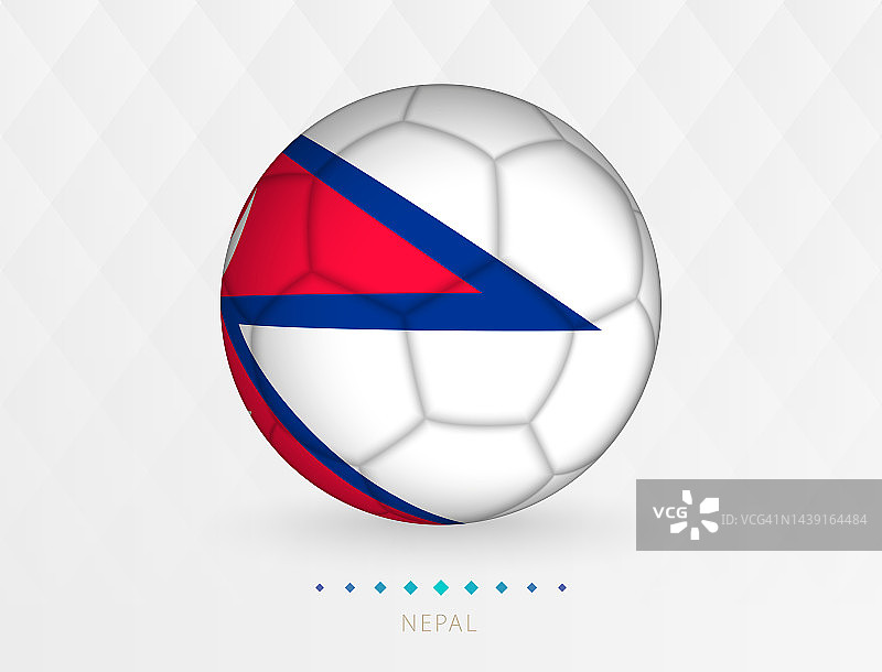 带有尼泊尔国旗图案的足球，带有尼泊尔国家队国旗的足球。图片素材