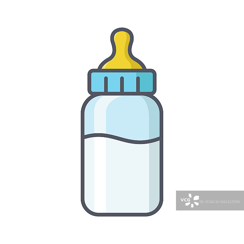 婴儿奶瓶图标矢量设计模板在白色背景图片素材