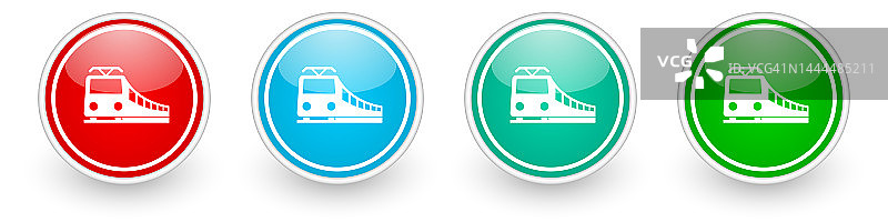 火车，铁路，交通矢量图标，彩色光滑的白色按钮图片素材