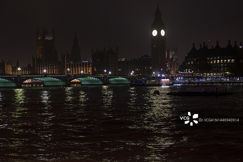 泰晤士河上威斯敏斯特的议会大厦图片素材