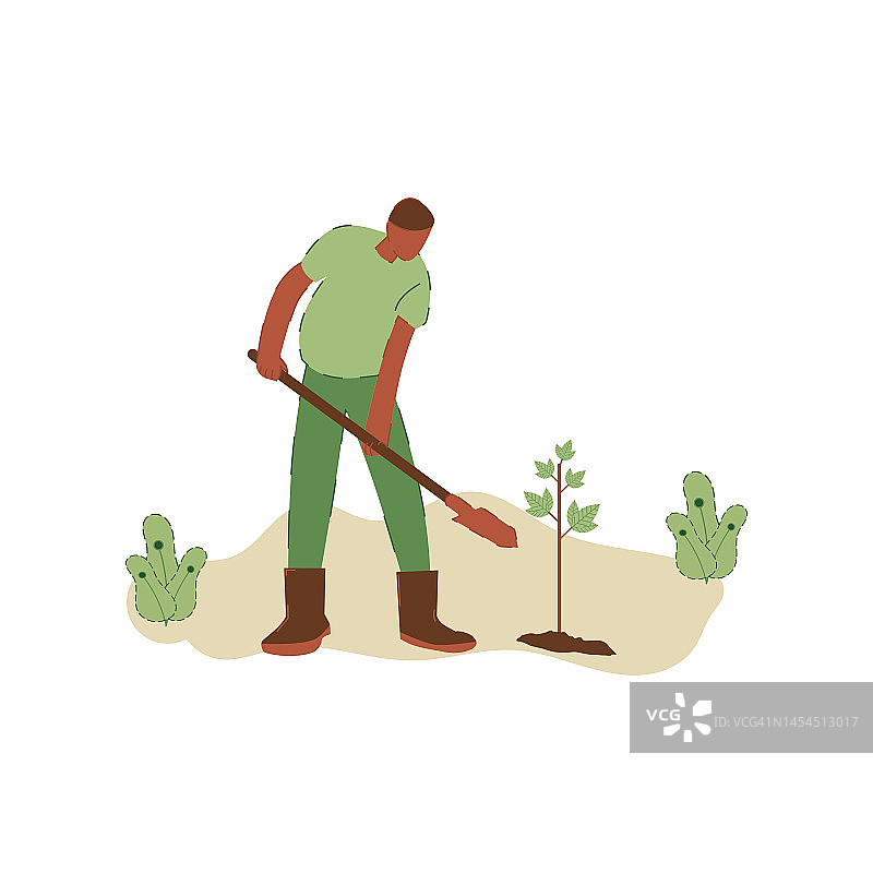 人们植树的矢量插图。拯救地球的理念。生态志愿理念。生态行动主义设计图片素材