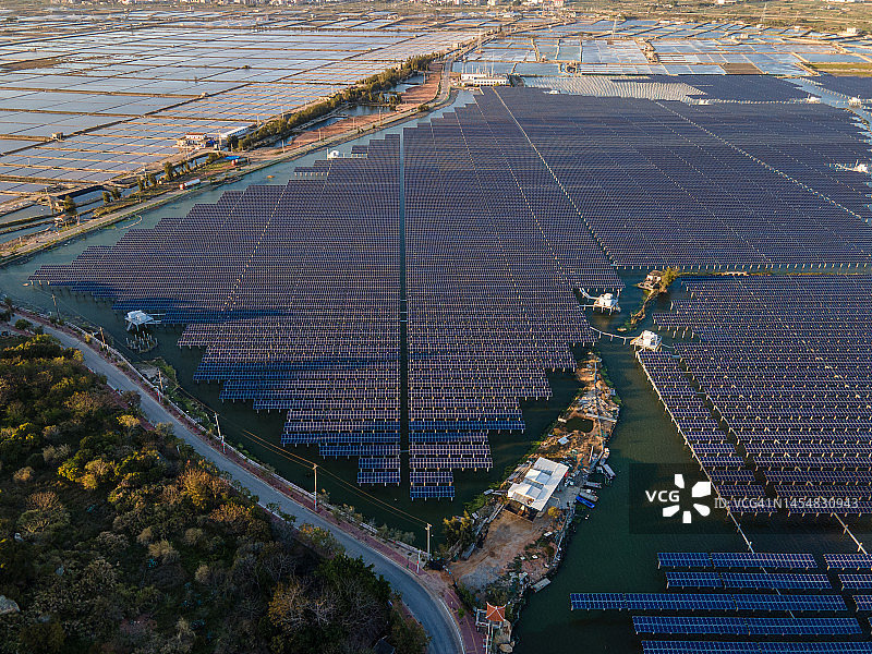 光伏太阳能发电厂鸟瞰图图片素材