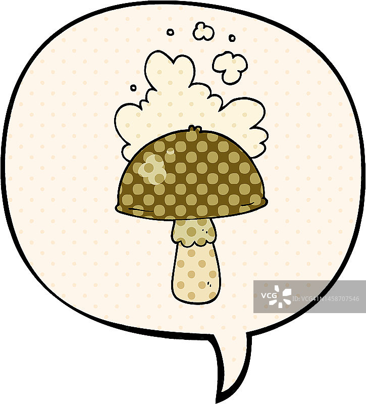 卡通蘑菇孢子云语音气泡漫画风格图片素材