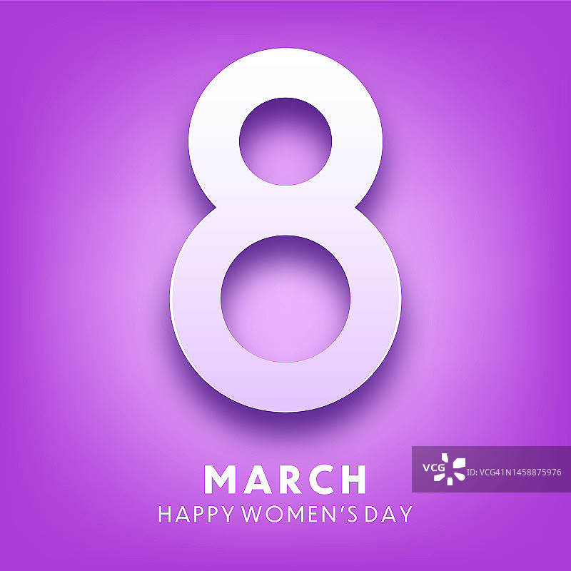 妇女节紫罗兰色背景文字。3月8日国际假日。有数字和日期的纸质贺卡。矢量图图片素材