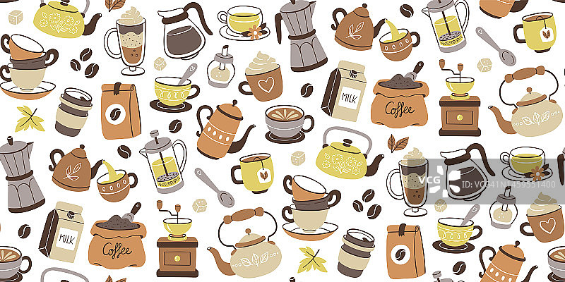 咖啡和茶的无缝模式图片素材
