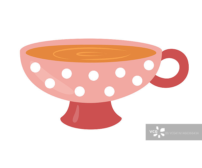 卡通插图的粉红色杯子与点茶或咖啡。图片素材
