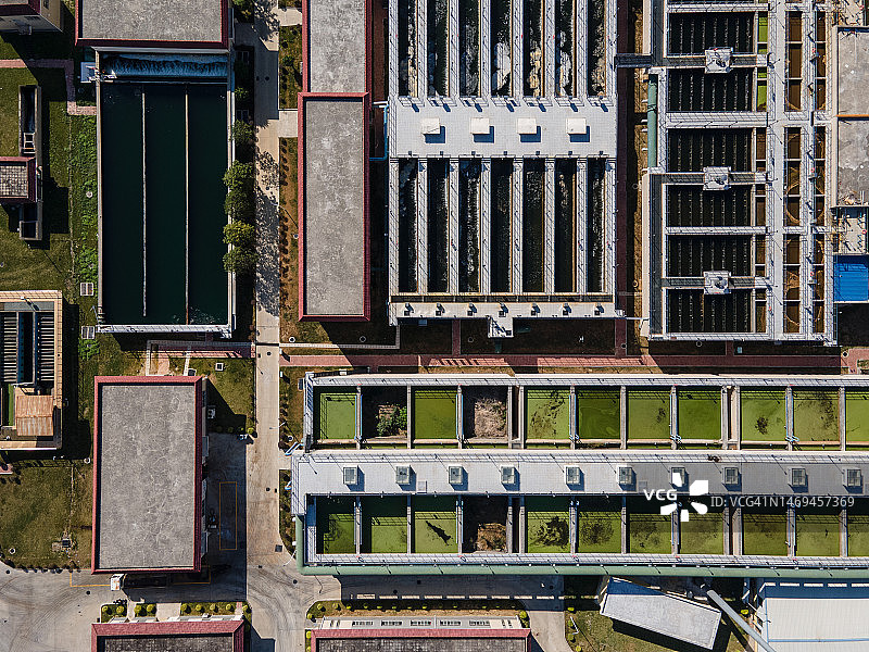 污水处理厂工程污水处理池鸟瞰图图片素材