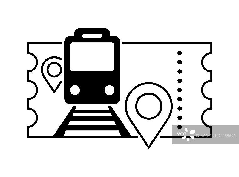 火车票图标-机车和定位销图片素材