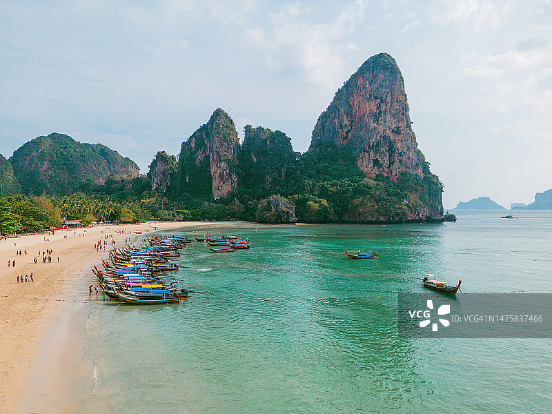 泰国甲米省莱利海滩的鸟瞰图图片素材