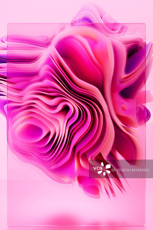 抽象的分层粉色背景。美容3D垂直图案。文字和设计的地方。图片素材