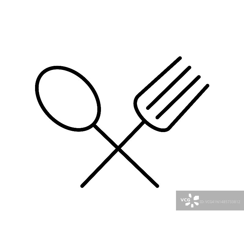 叉子和勺子线图标，标志矢量图片素材