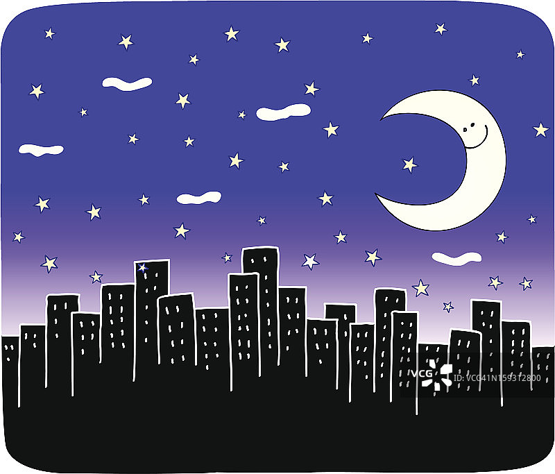 城市夜景漫画插图图片素材