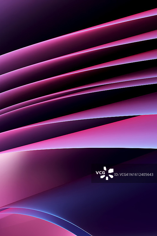 抽象层次的紫色，蓝色和粉红色的背景。3D垂直图案。设计元素、构图。图片素材