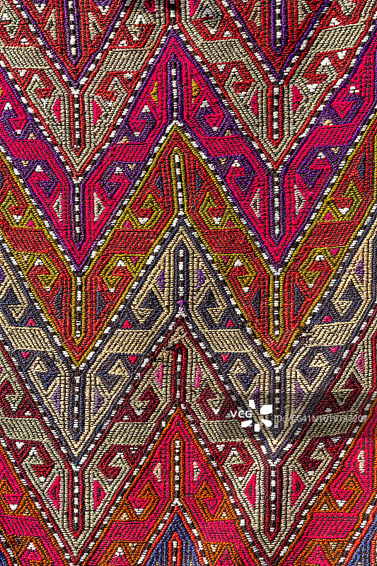 传统土耳其地毯的碎片。旅游购物，传统纪念品。Bergama、土耳其图片素材