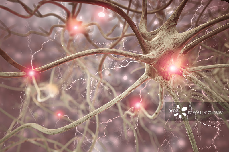 神经细胞三维生物医学插图图片素材