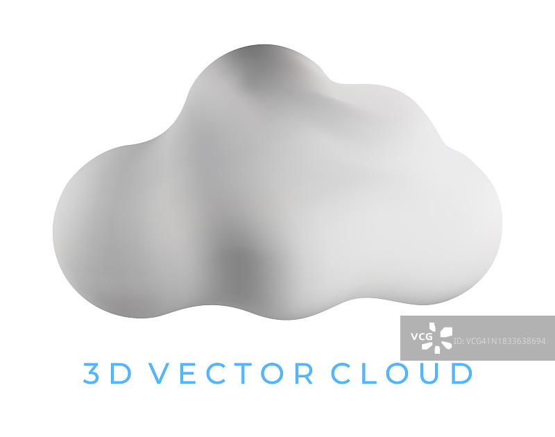 白色3d云设置隔离在白色背景。渲染软圆卡通蓬松云图标。矢量图图片素材