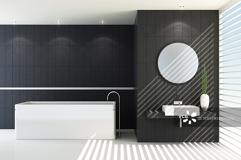 黑色的豪华浴室图片素材