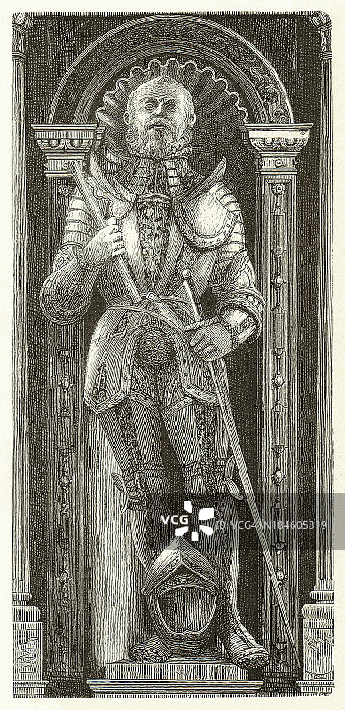 菲利普一世，黑塞兰德格雷夫(1504-1567)，木版，1881年出版图片素材
