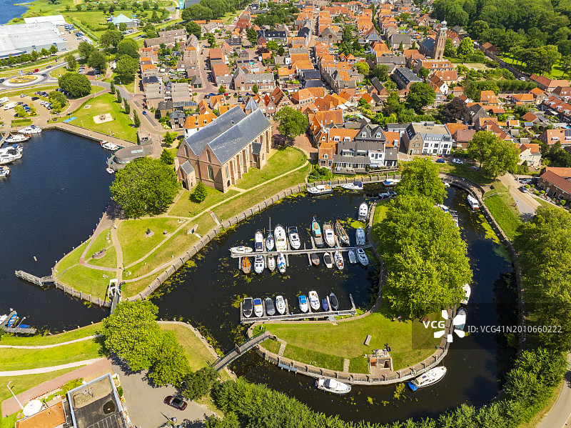 荷兰夏季Vollenhove鸟瞰图图片素材