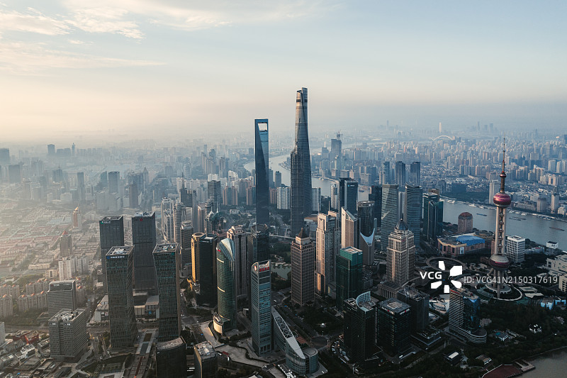 上海天际线鸟瞰图图片素材