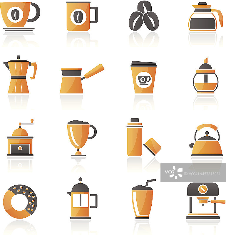 不同类型的咖啡行业图标图片素材