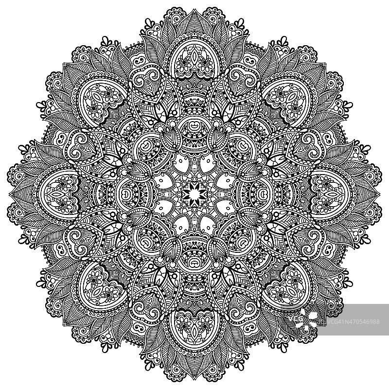 曼荼罗，圆装饰印度精神的莲花流象征图片素材