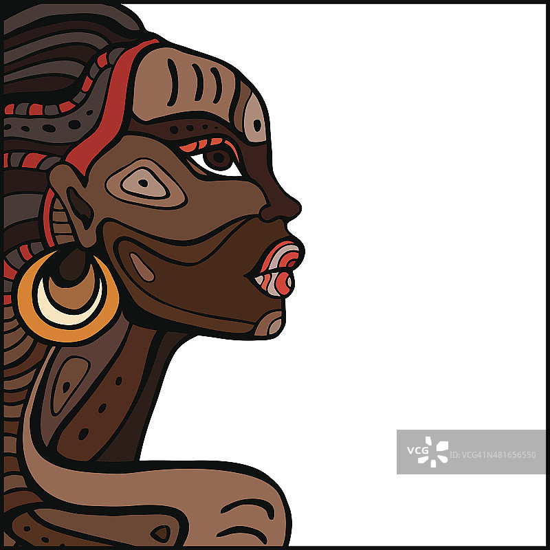 美丽的非洲女人的侧面图片素材