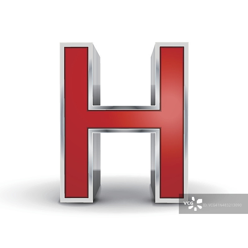 3d红色金属字母H图片素材