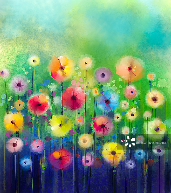 抽象花卉水彩画图片素材
