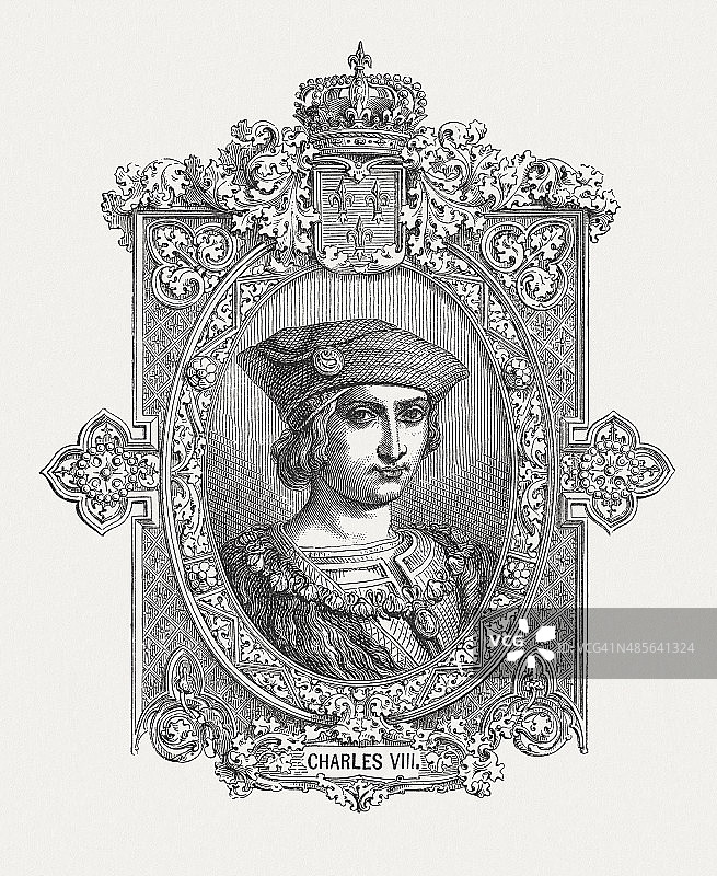 法国国王查尔斯八世(1470 - 1498)，于1878年出版图片素材