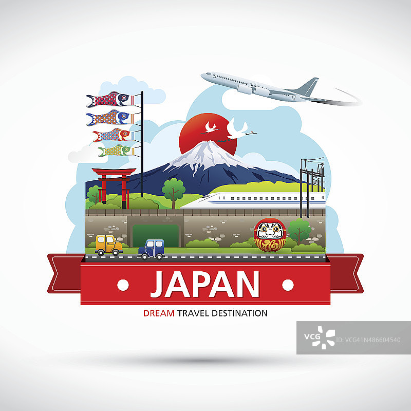日本图标设计旅游目的地概念，旅游设计模板收集图片素材