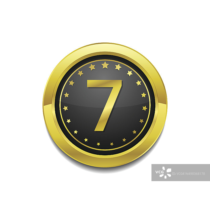 7数字圆形矢量金色Web图标按钮图片素材