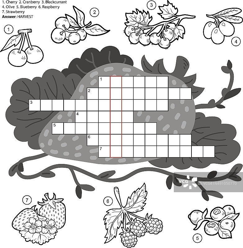 矢量无色填字游戏，关于浆果的教育游戏图片素材