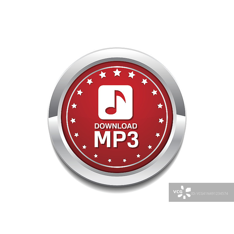MP3下载红色矢量图标按钮图片素材