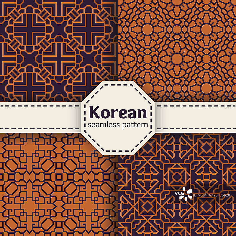 韩国或中国传统矢量无缝模式集图片素材