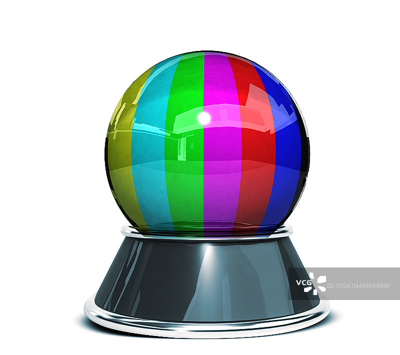 概念水晶球-电视屏幕误差-彩色条图片素材