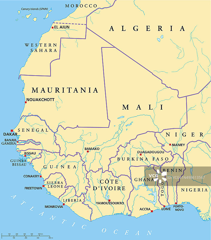 西非政治地图图片素材