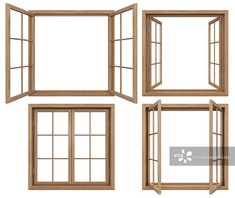 收集孤立的木制窗户图片素材