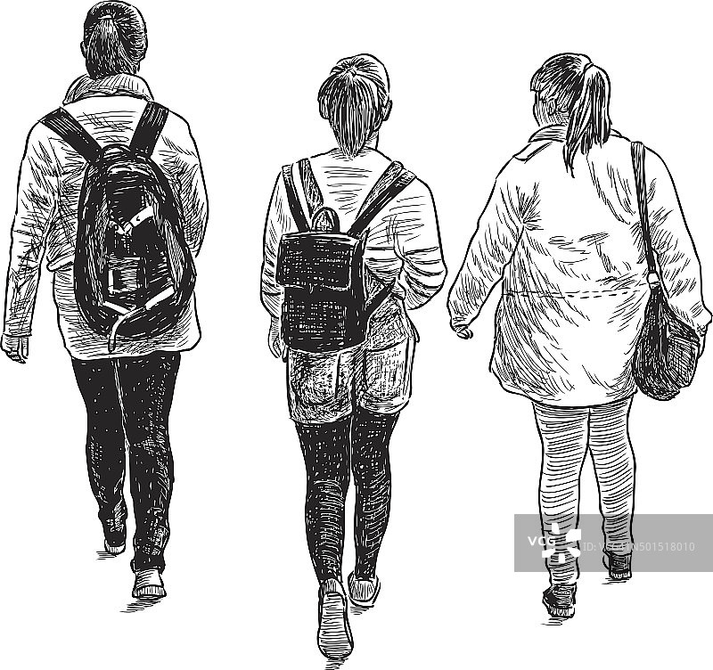 女学生在散步图片素材