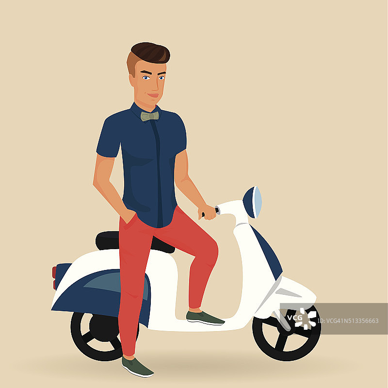 时髦的家伙骑着他的摩托车图片素材