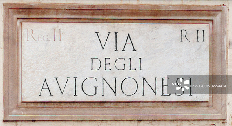 罗马的大理石标志:Via degli Avignonesi图片素材
