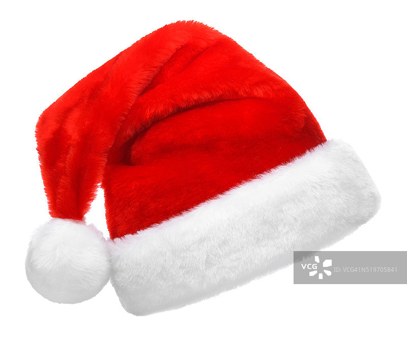 单身圣诞老人的红帽孤立在白色的背景图片素材
