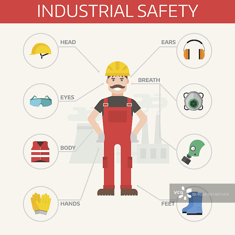 安全工业齿轮工具包和工具设置平面矢量插图图片素材