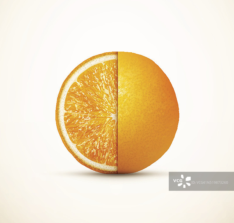 新鲜的橙子，切成两半图片素材