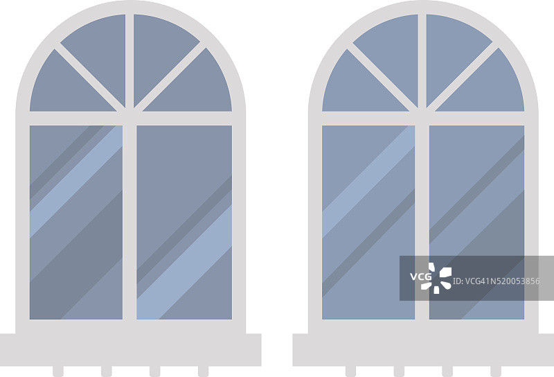 不同类型的窗户矢量元素隔离在白色背景上图片素材