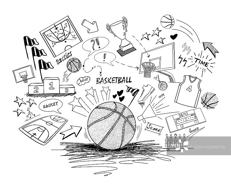 篮球doodles-hand画图片素材
