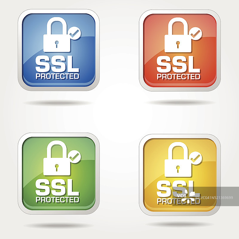 SSL保护彩色矢量图标设计图片素材