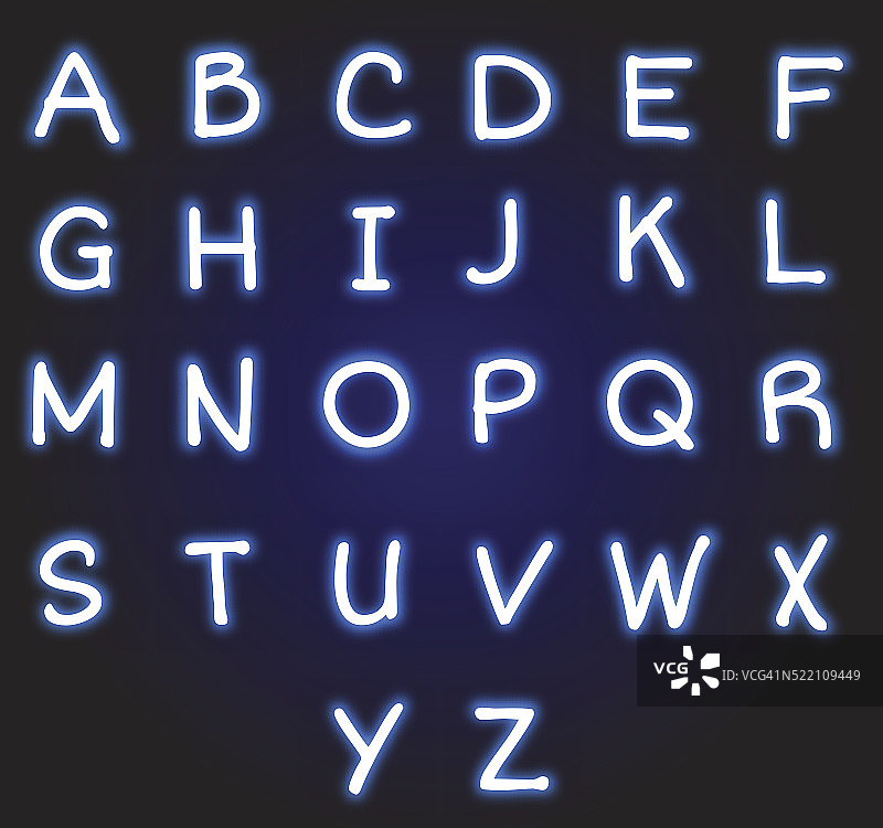 霓虹蓝色字母向量图片素材