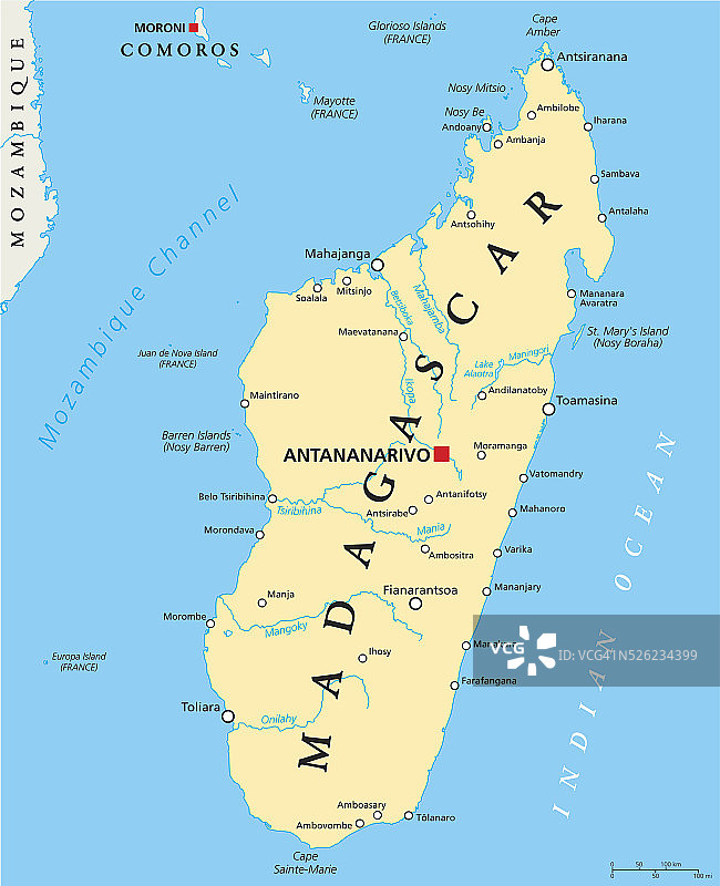 马达加斯加政治地图图片素材